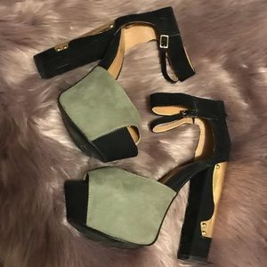 Qupid platform heels with gold back